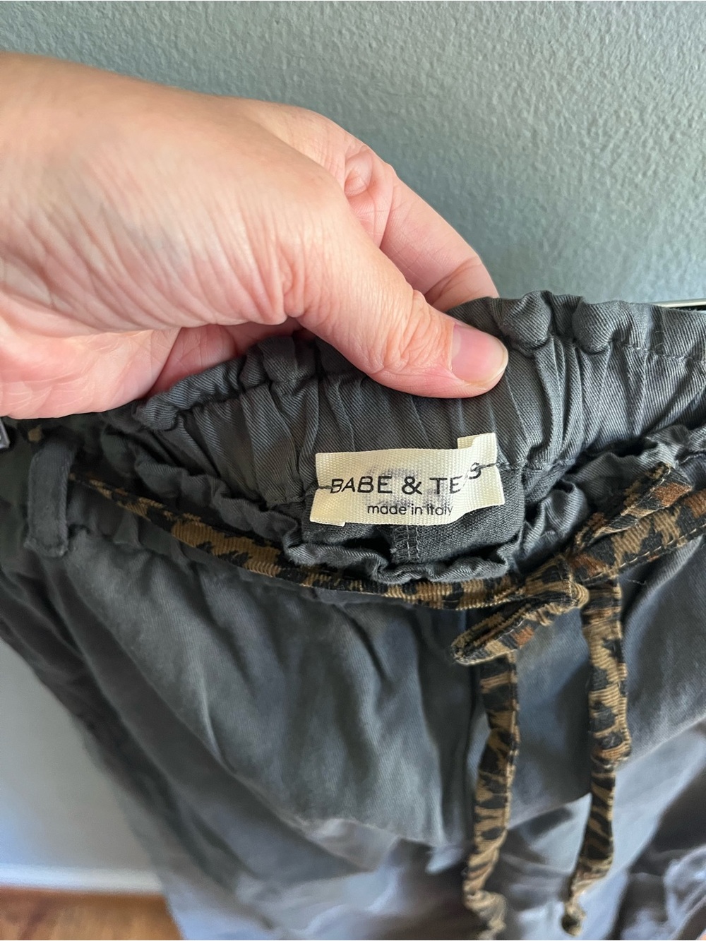 2Pair Babe & Tess Olive-Grey Elastic Waist Casual Pants